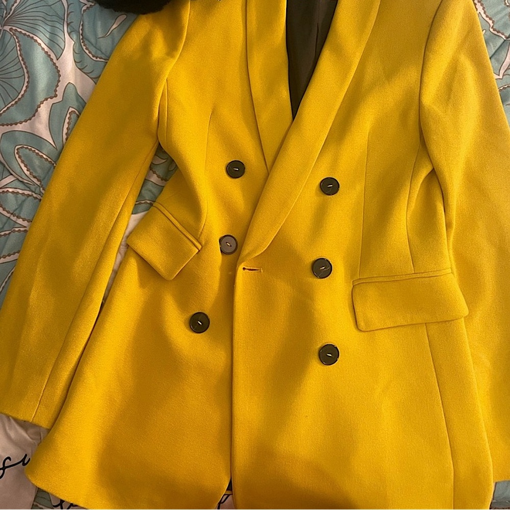 Yellow Zara Double breasted Blazer